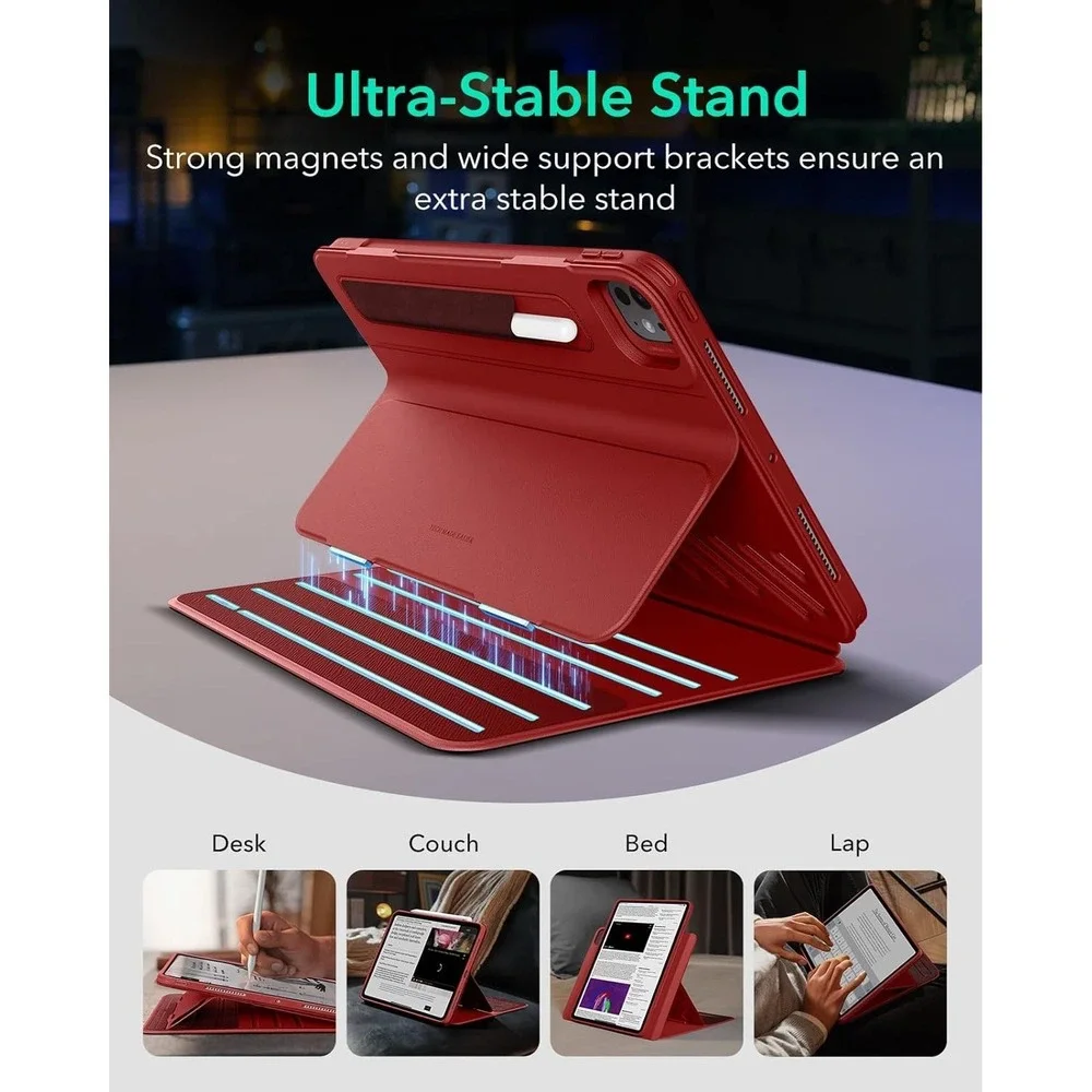Rotating ESR Case for iPad Pro 11 M5 M4 2025 2024 Red Magnetic Stand